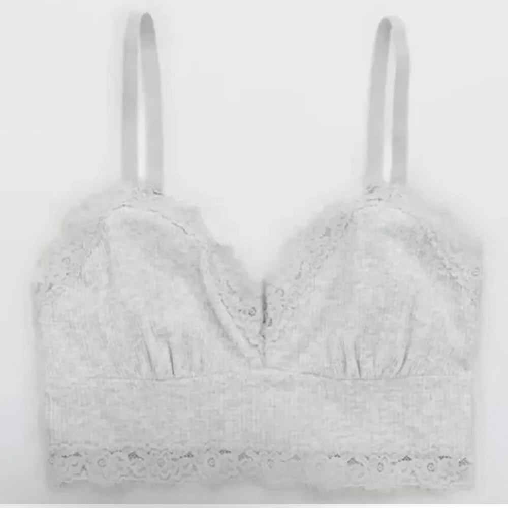 Gray Lace Trim Bralette Bras - Picture 2 of 4